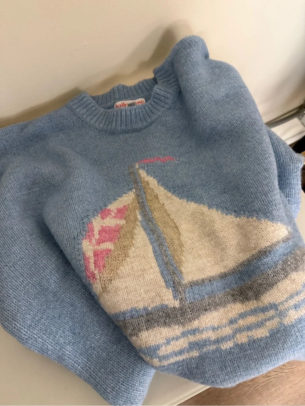 ⛵️Bailey Rose Baby Blue Sailboat Sweater S - Picture 4 of 4